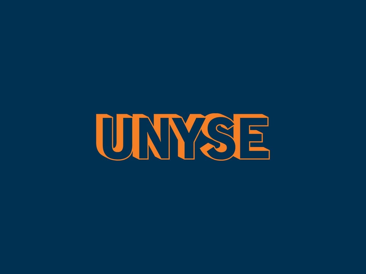 UNYSE logo with blue background and orange text.