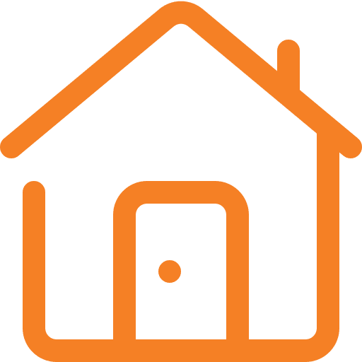 Orange house icon on transparent background